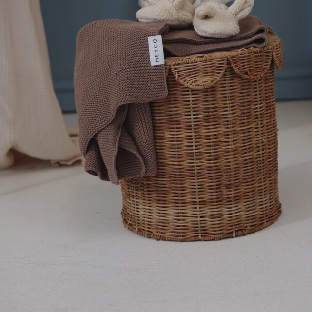 Meyco Baby megztas medvilninis pledas Mini Relief, 75 × 100 cm, 1.0 TOG, Dark Taupe