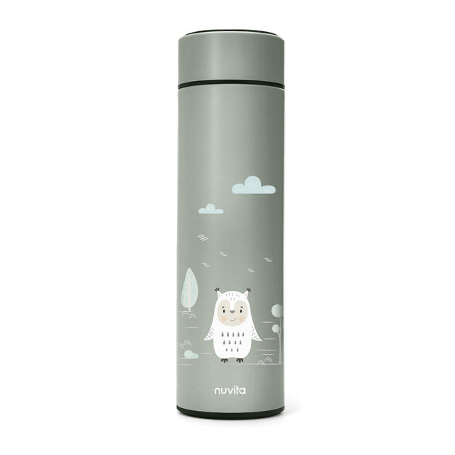 Nuvita nerūdijančio plieno termogertuvė su LED termometru Sage Green, 500 ml