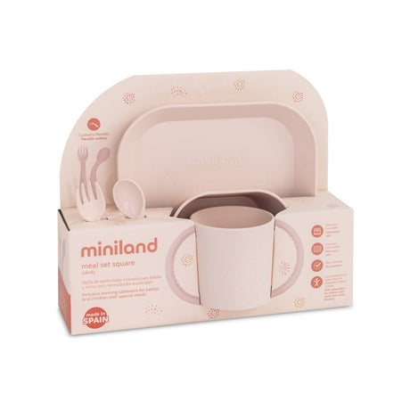 Miniland vaikiškų indų rinkinys Meal Set Square Candy 6 mėn.+