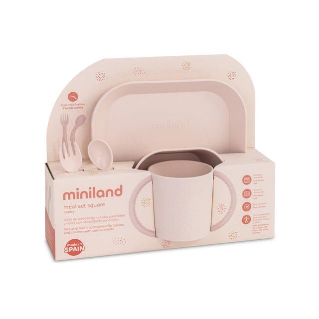 Miniland vaikiškų indų rinkinys Meal Set Square Mint, 6 mėn.+