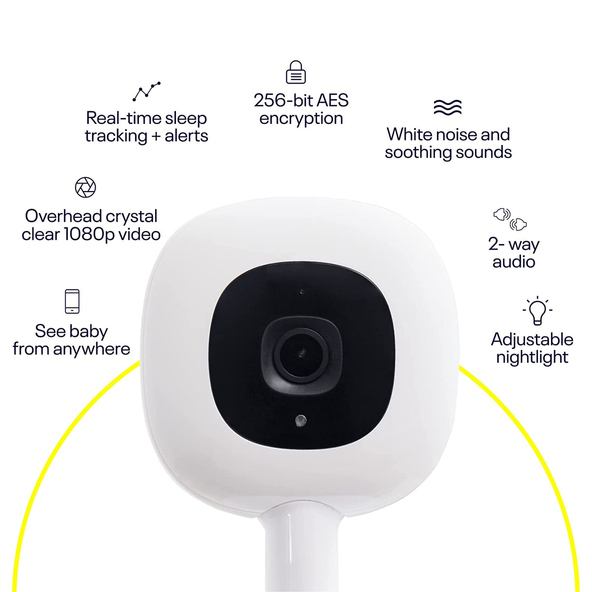 Nanit Pro Baby Monitor + Floor Stand mobilioji auklė su stovu, naktine šviesa ir kvėpavimo monitorius