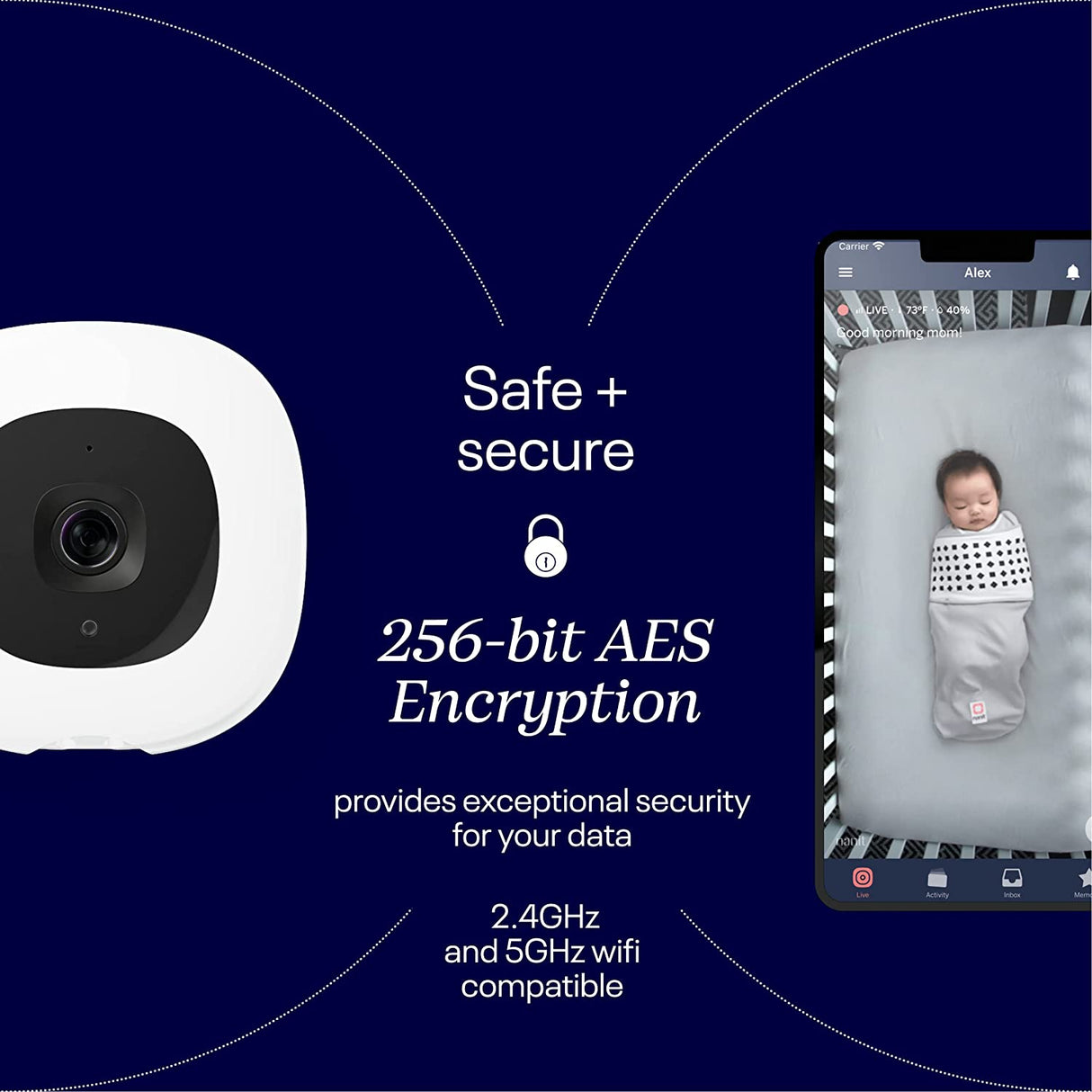 Nanit Pro Baby Monitor + Floor Stand mobilioji auklė su stovu, naktine šviesa ir kvėpavimo monitorius