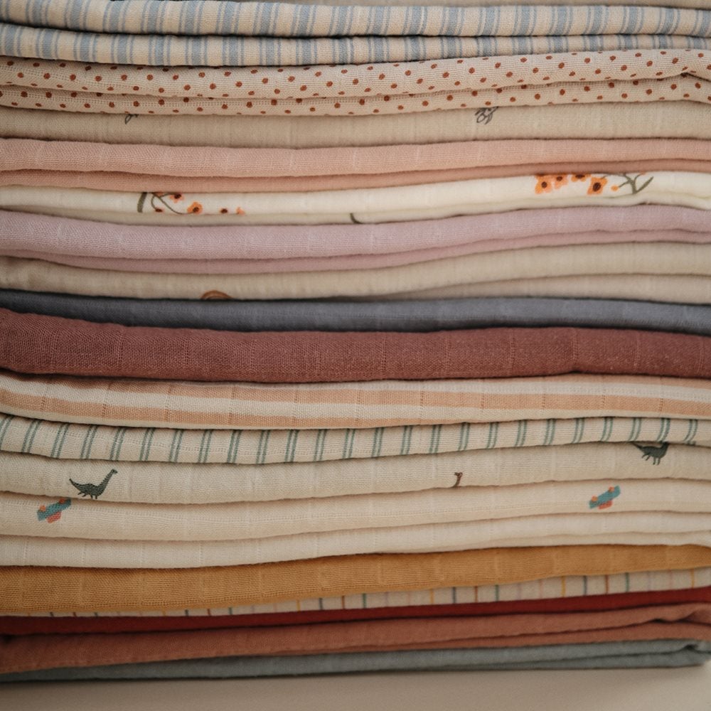 Mushie muslino vystyklas iš organinės medvilnės Caramel Polka Dots