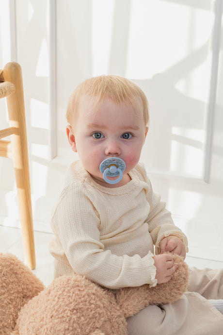 BIBS knupīša komplekts 1. izmērs (0 - 6 mēneši) Liberty Eloise Dusty Blue Mix 