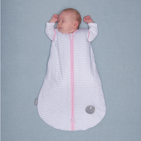 Natulino BabyComfort dvisluoksnis kūdikių miegmaišis (natural white grey waves / pink spalva) (1561774358601)