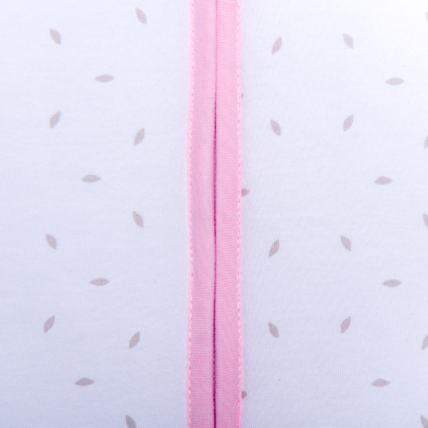 Natulino SuperLite viensluoksnis kūdikio miegmaišis (natural white little grey leaves / pink spalva) (1859325231177)