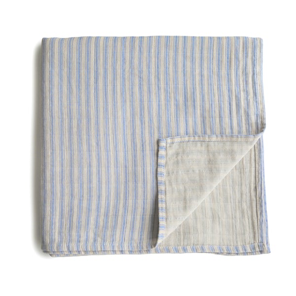Mushie muslino vystyklas iš organinės medvilnės Blue Stripe