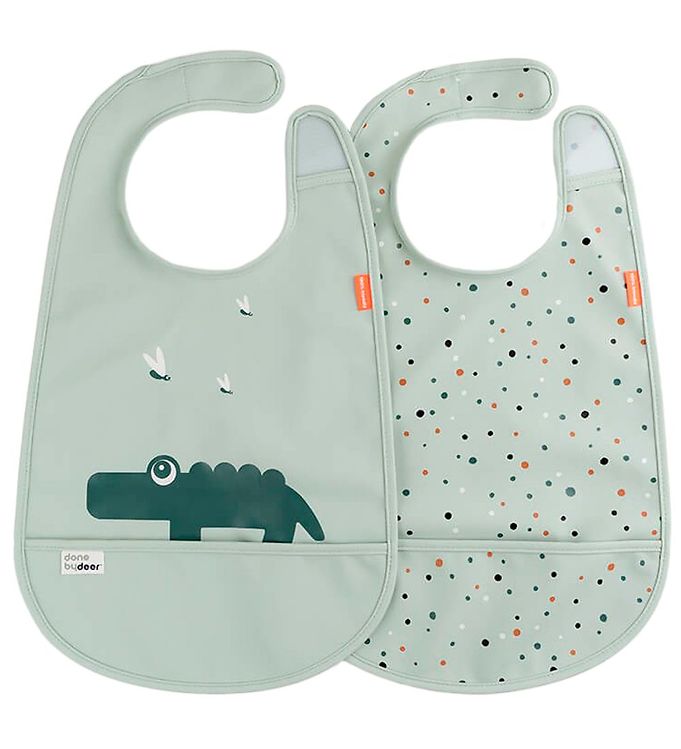 Done by Deer seilinukų rinkinys Croco Bibs Green, 2 vnt.