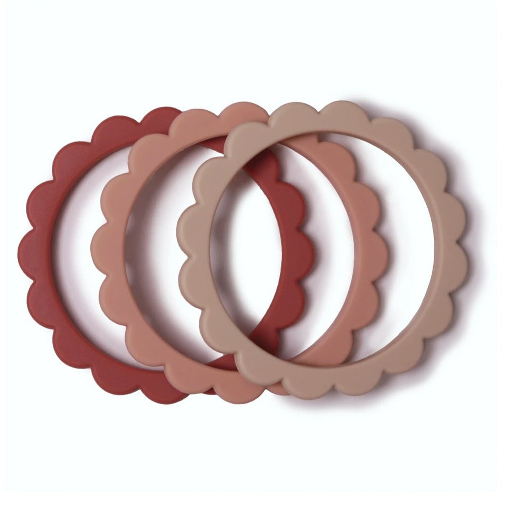 Mushie kramtukų apyrankių rinkinys (Rose/Blush/Shifting Sand)