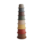 Mushie lavinamasis žaislas puodelių bokštas - Retro spalvos (Retro)