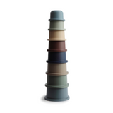Mushie lavinamasis žaislas puodelių bokštas - Pagrindinės spalvos (Original)