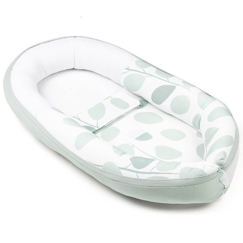 Doomoo kūdikio lizdelis (naujagimio gultukas) "Cocoon Leaves Aqua Green"