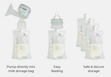 Lola&Lykke pieno saugojimo maišeliai (10 vnt) su adapteriu
