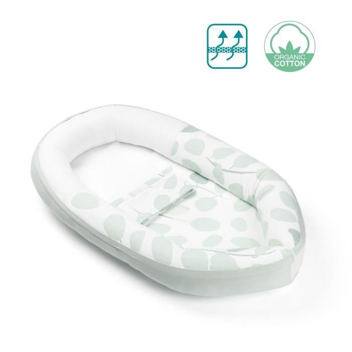 Doomoo kūdikio lizdelis (naujagimio gultukas) "Cocoon Leaves Aqua Green"