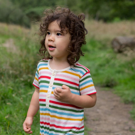 Little Green Radicals varavīksnes svītrainais kombinezons - rompers