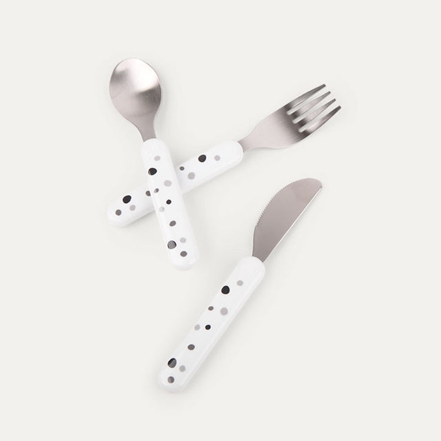 Done by Deer valgymo įrankiai vaikui Dreamy dots (balti)