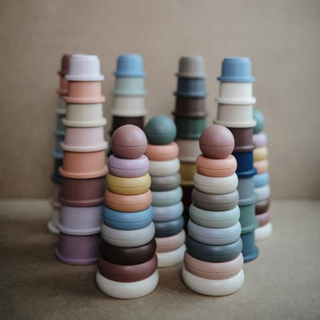 Mushie lavinamasis žaislas žiedų bokštas - Natūralios spalvos (Original)