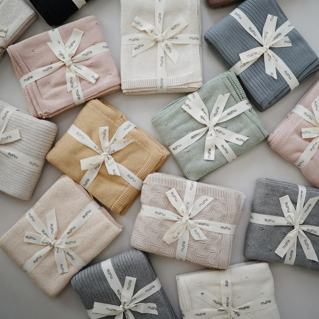 Mushie megztas pledas Honeycomb – Beige