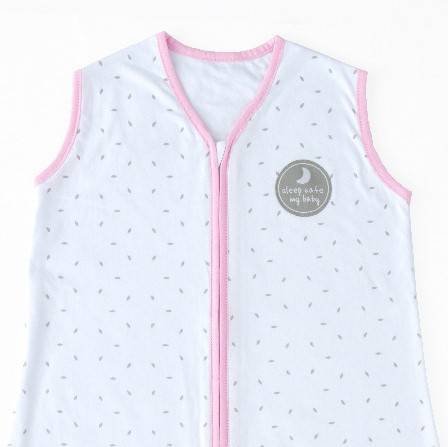Natulino LITTLE WALKERS dvisluoksnis kūdikio miegmaišis Natural White Grey Little Leaves / pink