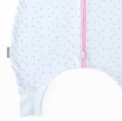 Natulino LITTLE WALKERS kahekihiline beebi magamiskott Naturaalne valge hall Little Leaves / roosa