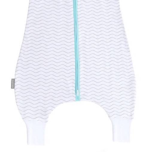 Natulino LITTLE WALKERS trīsslāņu bērnu guļammaiss White Grey Waves &amp; Mint