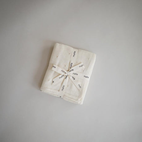 Mushie megztas pledas Pointelle – Ivory